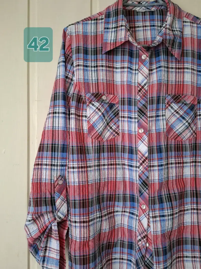 Camisa de cuadros manga larga talla 42 - 4