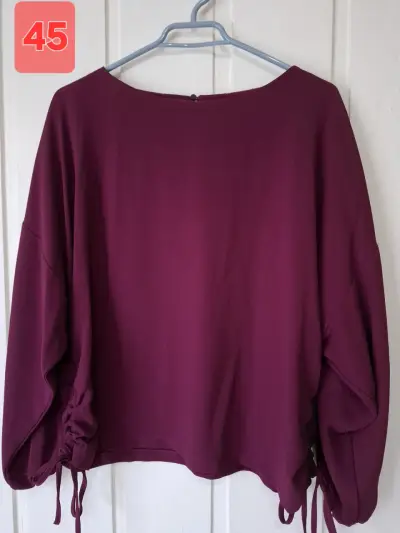 Blusa Burdeos Manga Larga Zara Mujer - miniatura 1