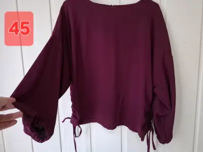 Blusa Burdeos Manga Larga Zara Mujer - miniatura 2