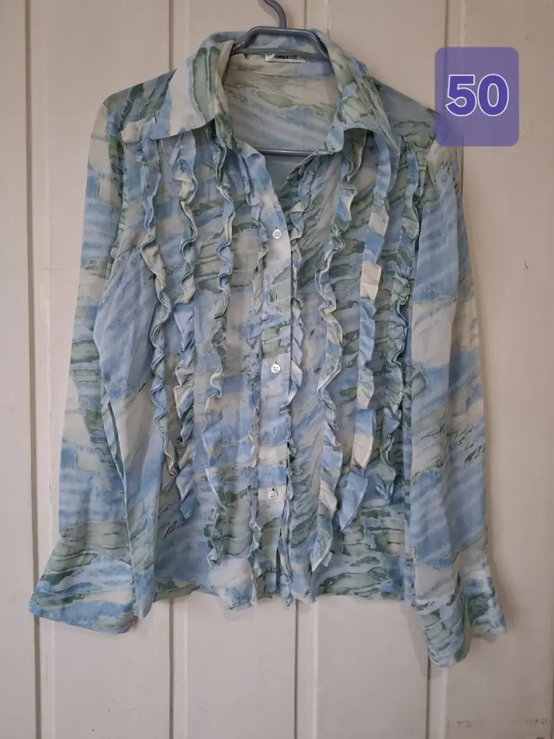 Blusa estampada con volantes para mujer - 1