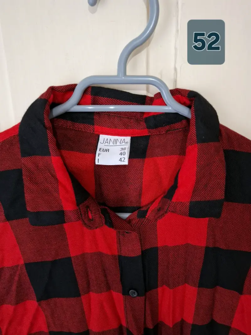Camisa de franela a cuadros rojos y negros - 2