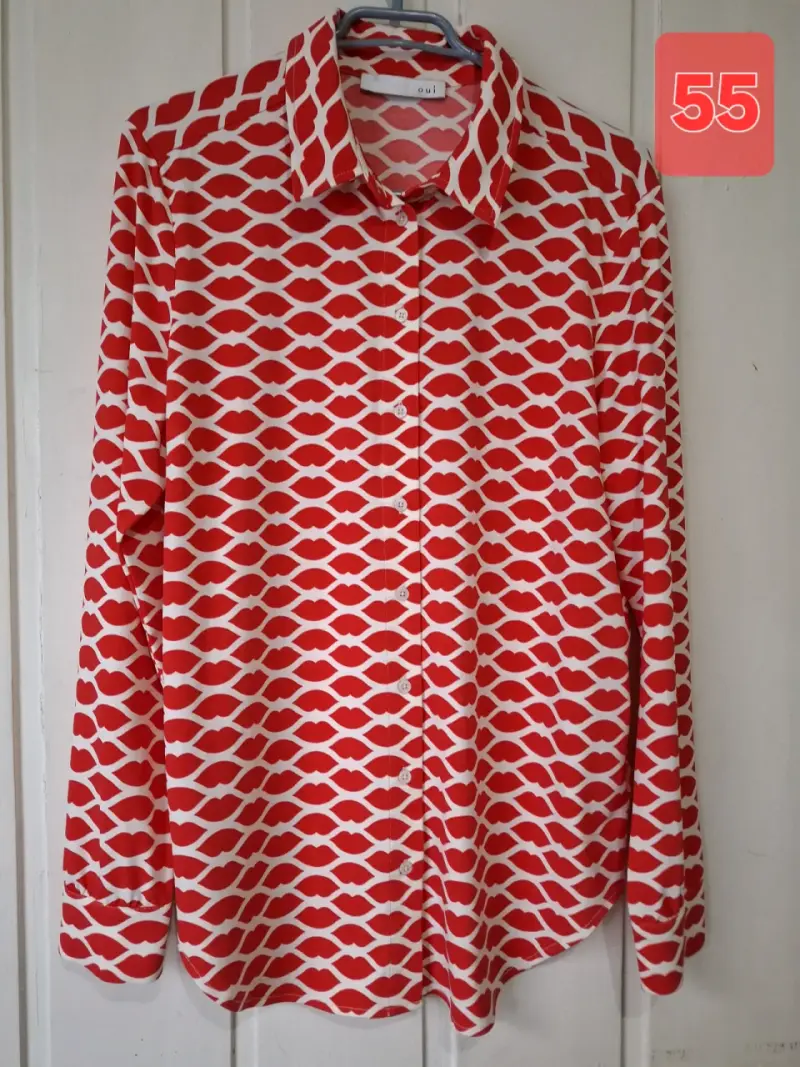 Blusa de mujer estampada roja Oui - 1
