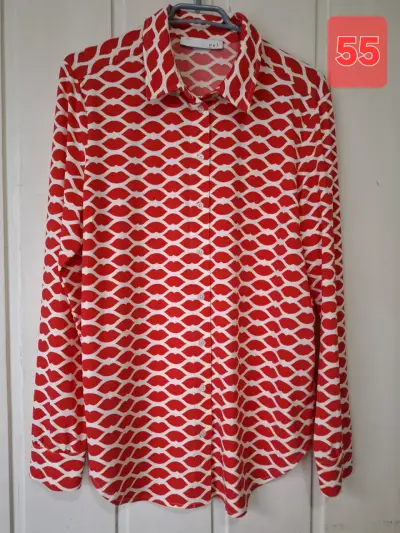 Blusa de mujer estampada roja Oui - miniatura 1