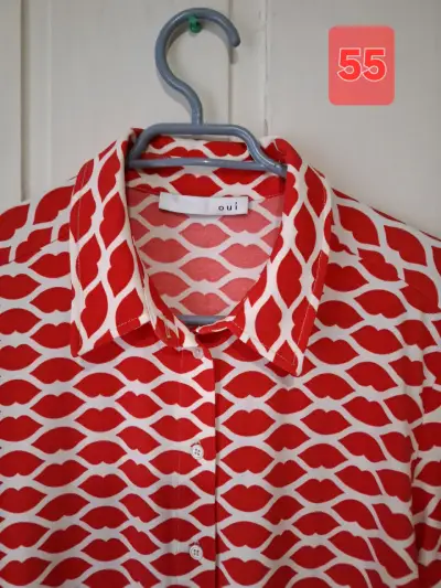 Blusa de mujer estampada roja Oui - miniatura 2