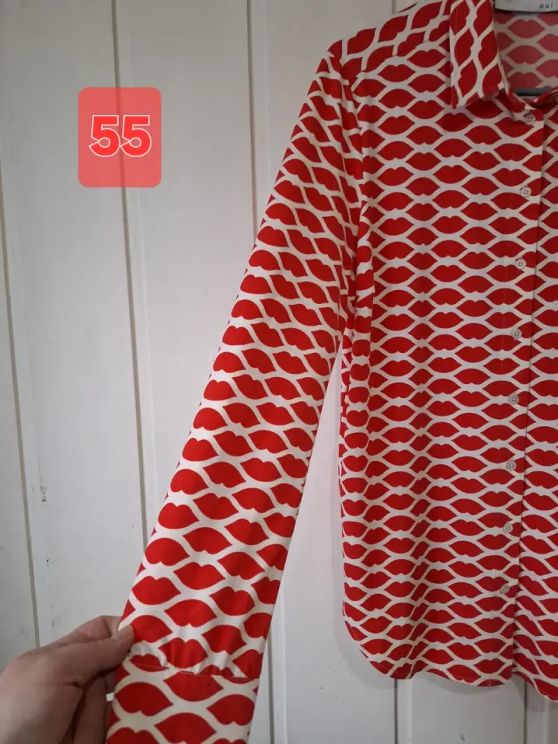 Blusa de mujer estampada roja Oui - 4