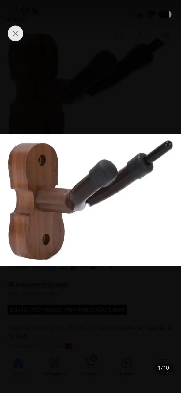 Soporte de pared para violín de madera