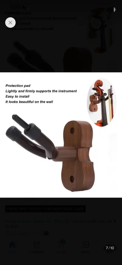 Soporte de pared para violín de madera - miniatura 2