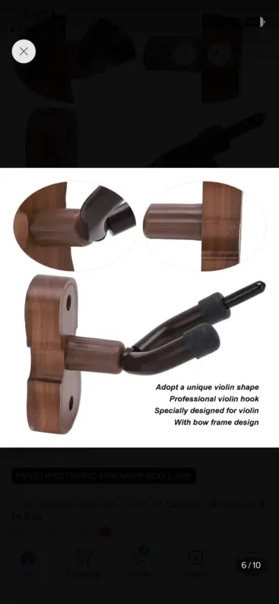 Soporte de pared para violín de madera - miniatura 3