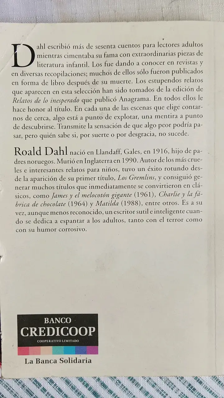 Libro 'Relatos de lo Inesperado' de Roald Dahl - 2