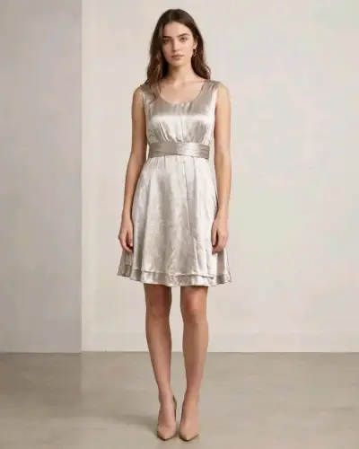 Vestido de fiesta plateado elegante - miniatura 1