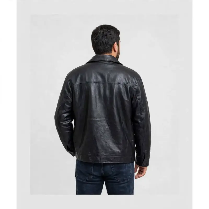 Chaqueta de cuero negra con forro de piel - 4