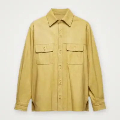 Chaqueta de cuero sintético beige para hombre - miniatura 2