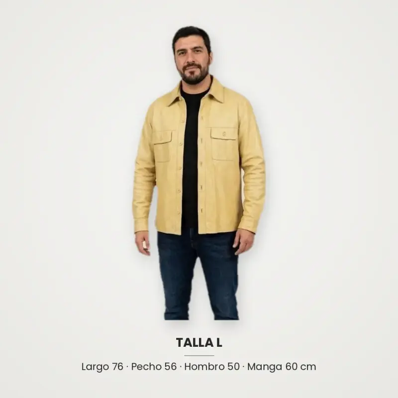 Chaqueta de cuero sintético beige para hombre - 3