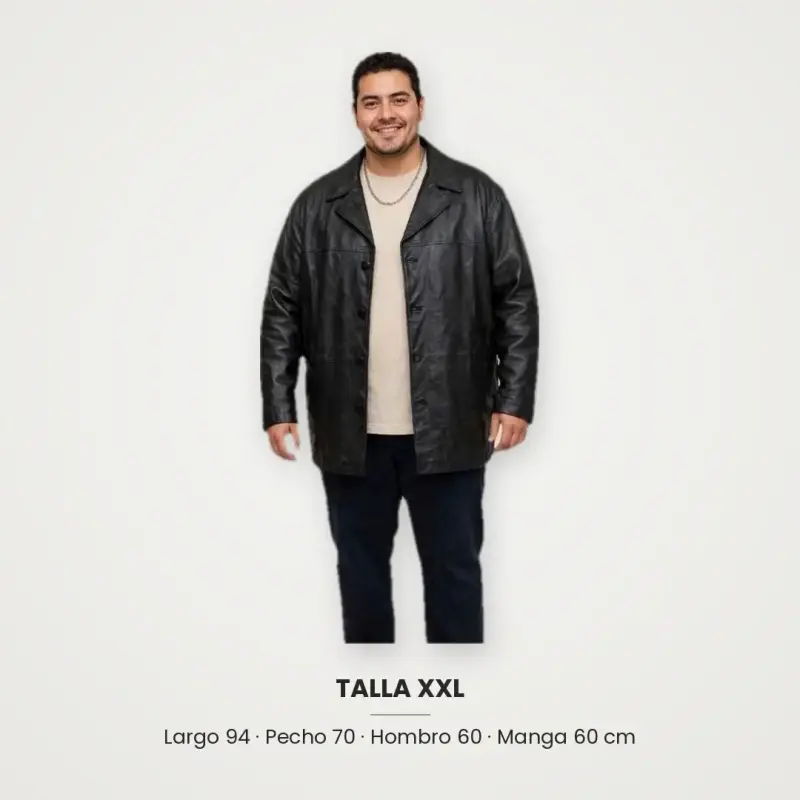 Abrigo de cuero negro para hombre - 3