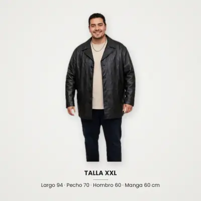 Abrigo de cuero negro para hombre - miniatura 3