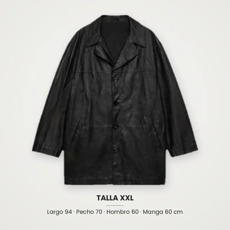 Abrigo de cuero negro para hombre - 4