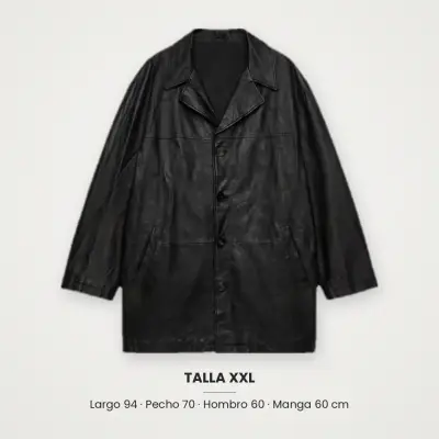 Abrigo de cuero negro para hombre - miniatura 4