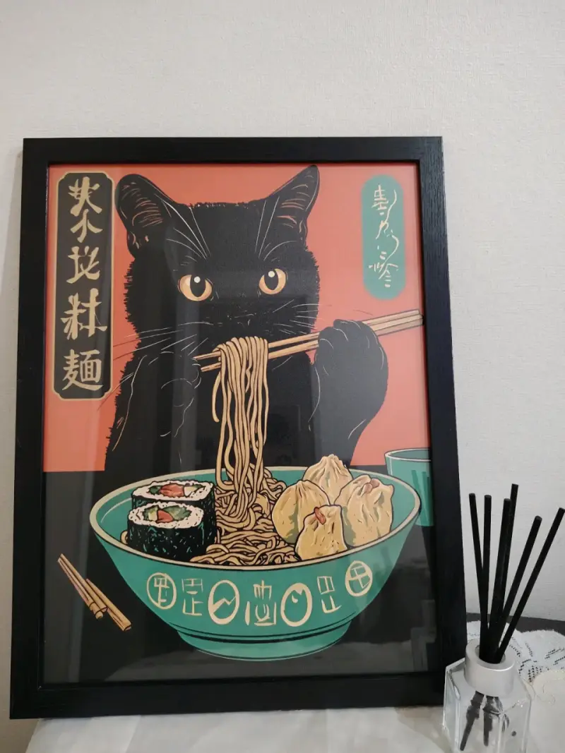 Cuadro decorativo de gato en sofá verde - 5