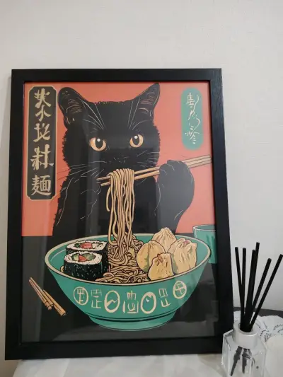 Cuadro decorativo de gato en sofá verde - miniatura 5