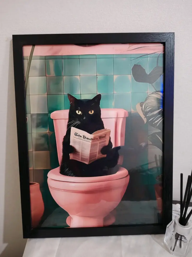 Cuadro decorativo de gato en sofá verde - 6