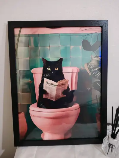 Cuadro decorativo de gato en sofá verde - miniatura 6