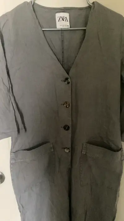 Enterito Mono gris de lino Zara con bolsillos - miniatura 1