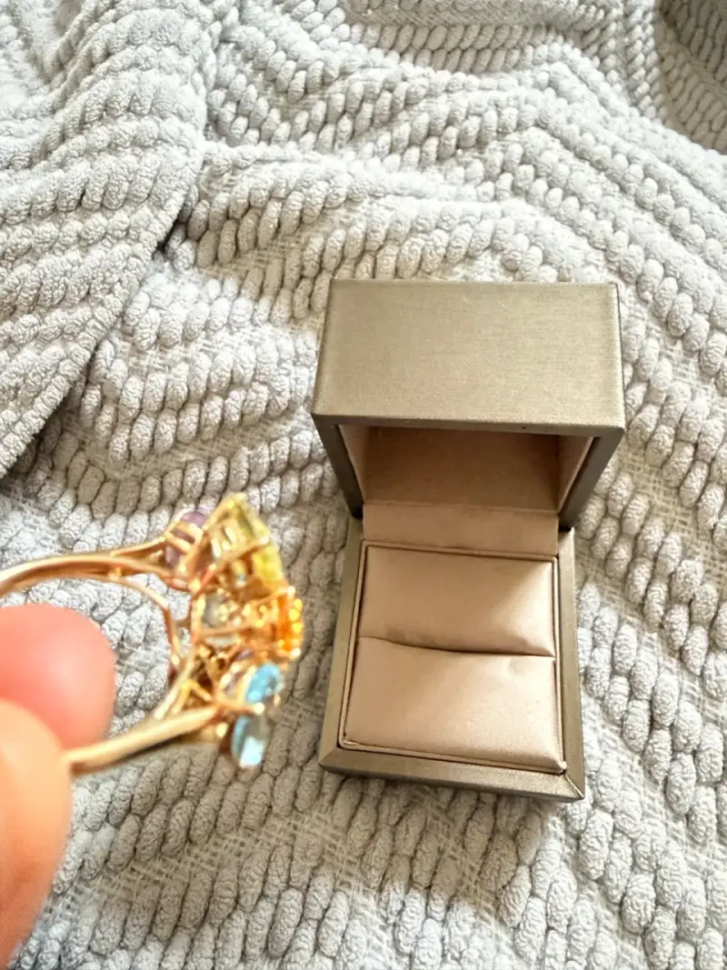 Anillo de piedras semipreciosas y diamantes en oro - 6
