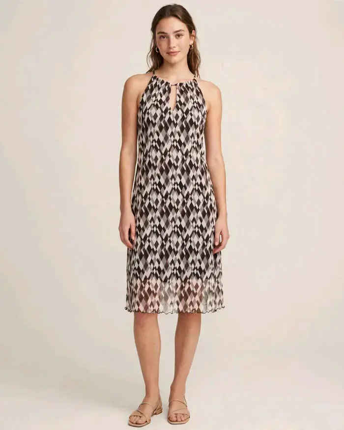 Vestido sin mangas con estampado geométrico
