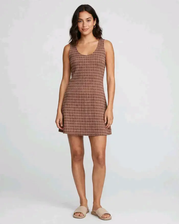 Vestido corto sin mangas estampado geométrico