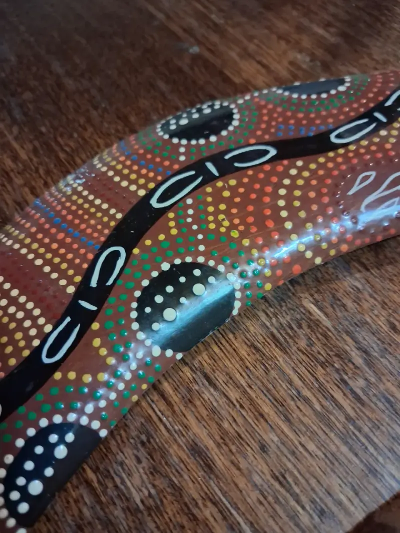 2 Boomerangs decorativos de madera pintados a mano - 3