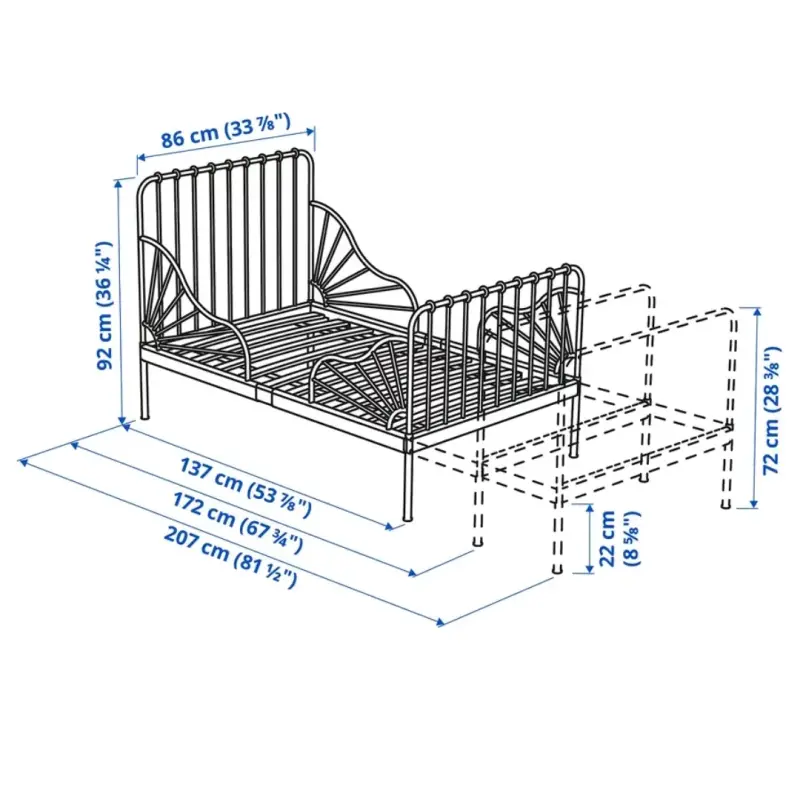Cama extensible turquesa 80x200 con somier - 3