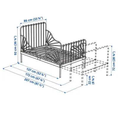 Cama extensible turquesa 80x200 con somier - miniatura 3