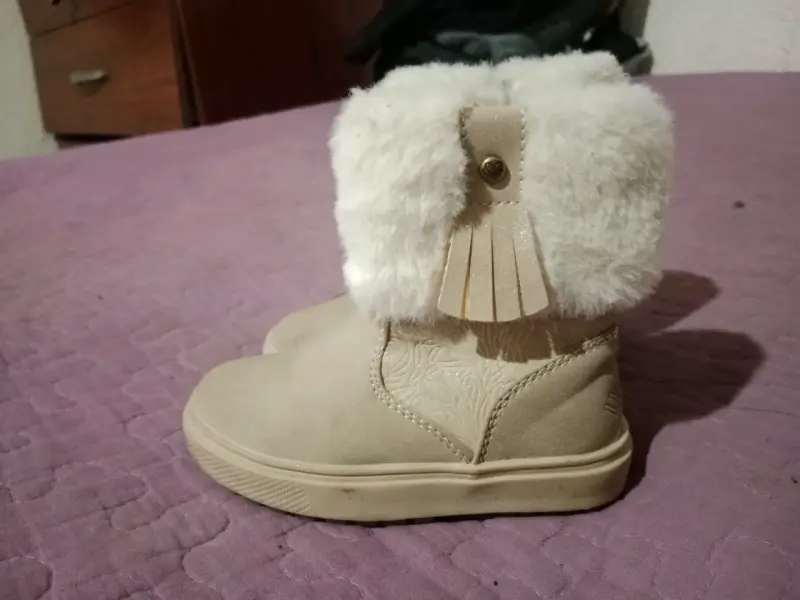 Botas de niña beige con forro de peluche - 3