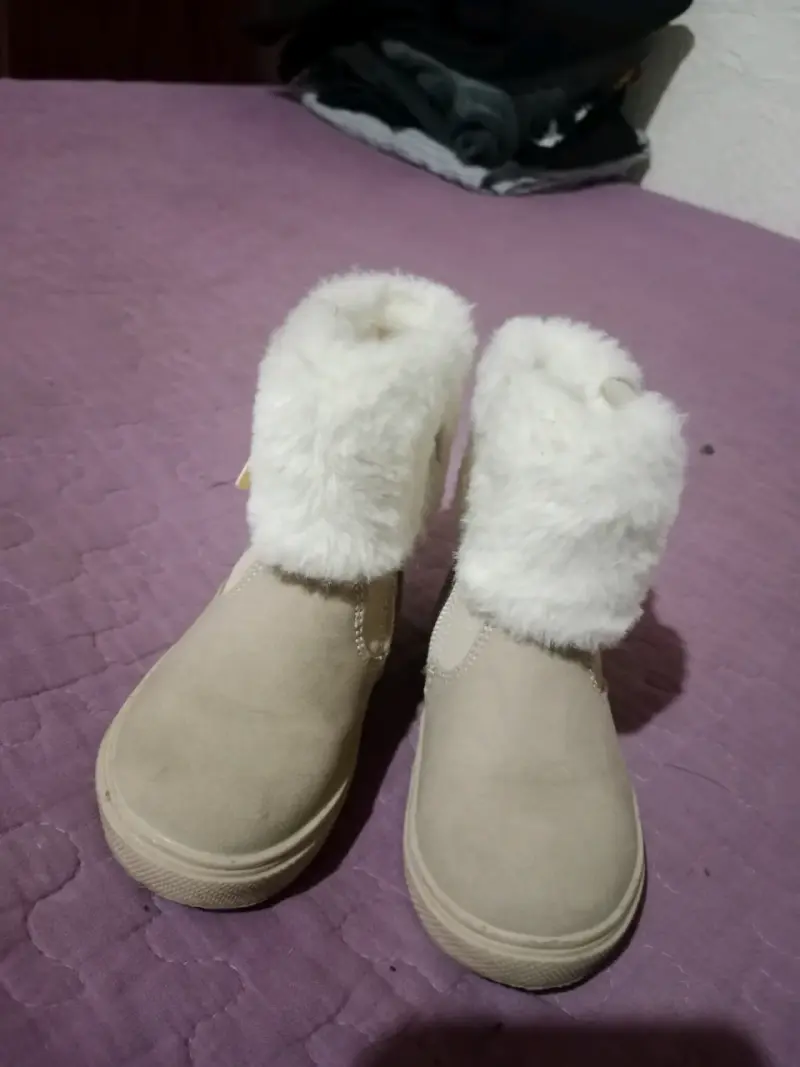 Botas de niña beige con forro de peluche - 4