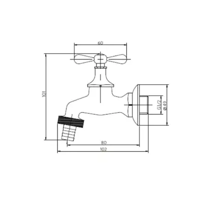 Llave Lavadora con Flange 1/2x3/4 MS - miniatura 2