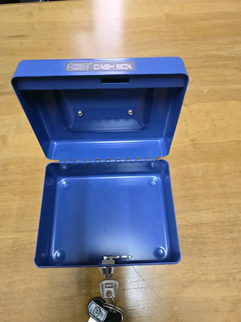Caja de seguridad azul con llave - 2