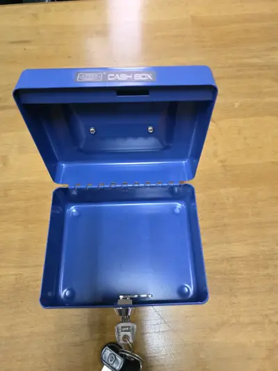 Caja de seguridad azul con llave - miniatura 2