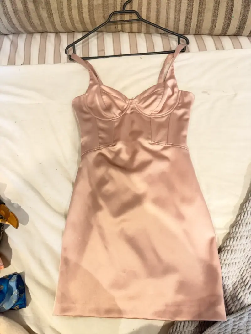 Vestido ajustado rosa claro Zara - 5
