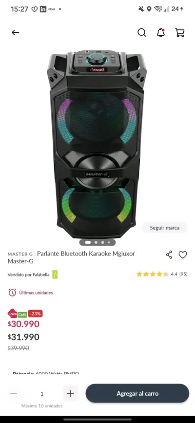 Parlante Karaoke Master-G MGLuxor 6000W - miniatura 6