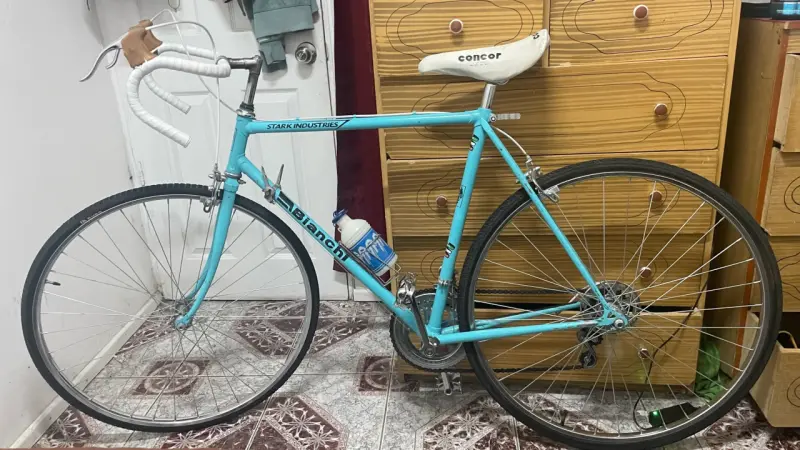 Bicicleta de carretera Bianchi azul vintage - 2