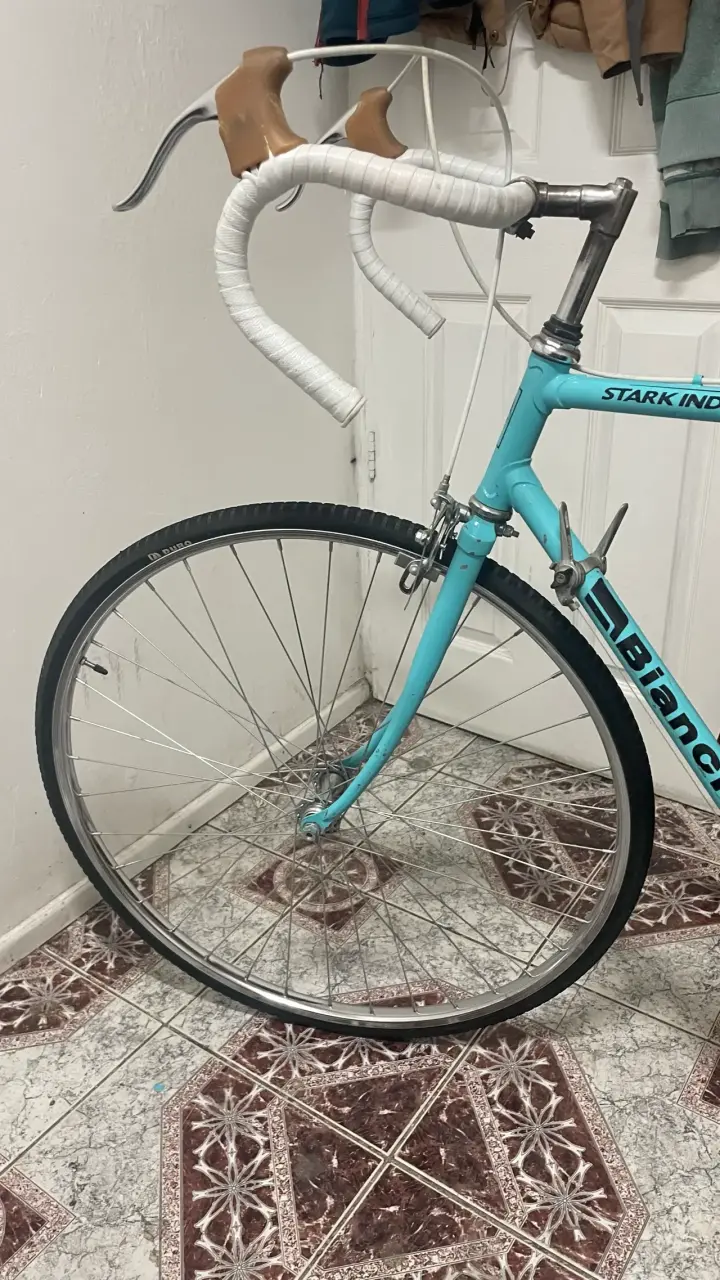 Bicicleta de carretera Bianchi azul vintage - 4