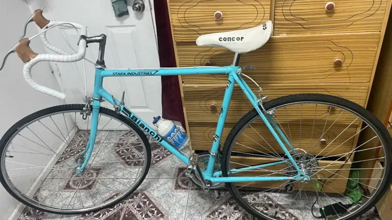 Bicicleta de carretera Bianchi azul vintage - 5