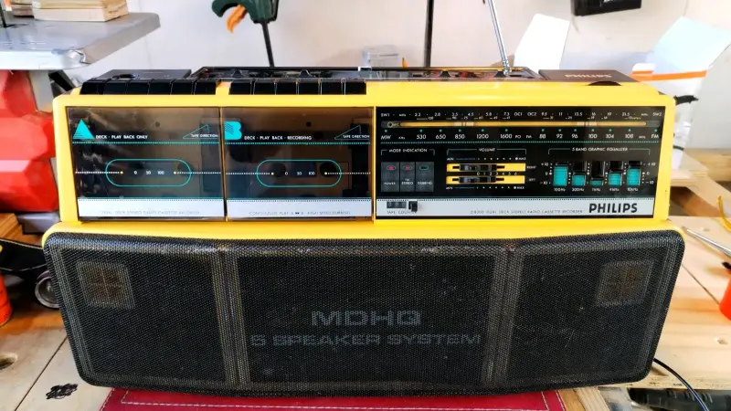 Radio cassette Philips vintage amarillo - 5