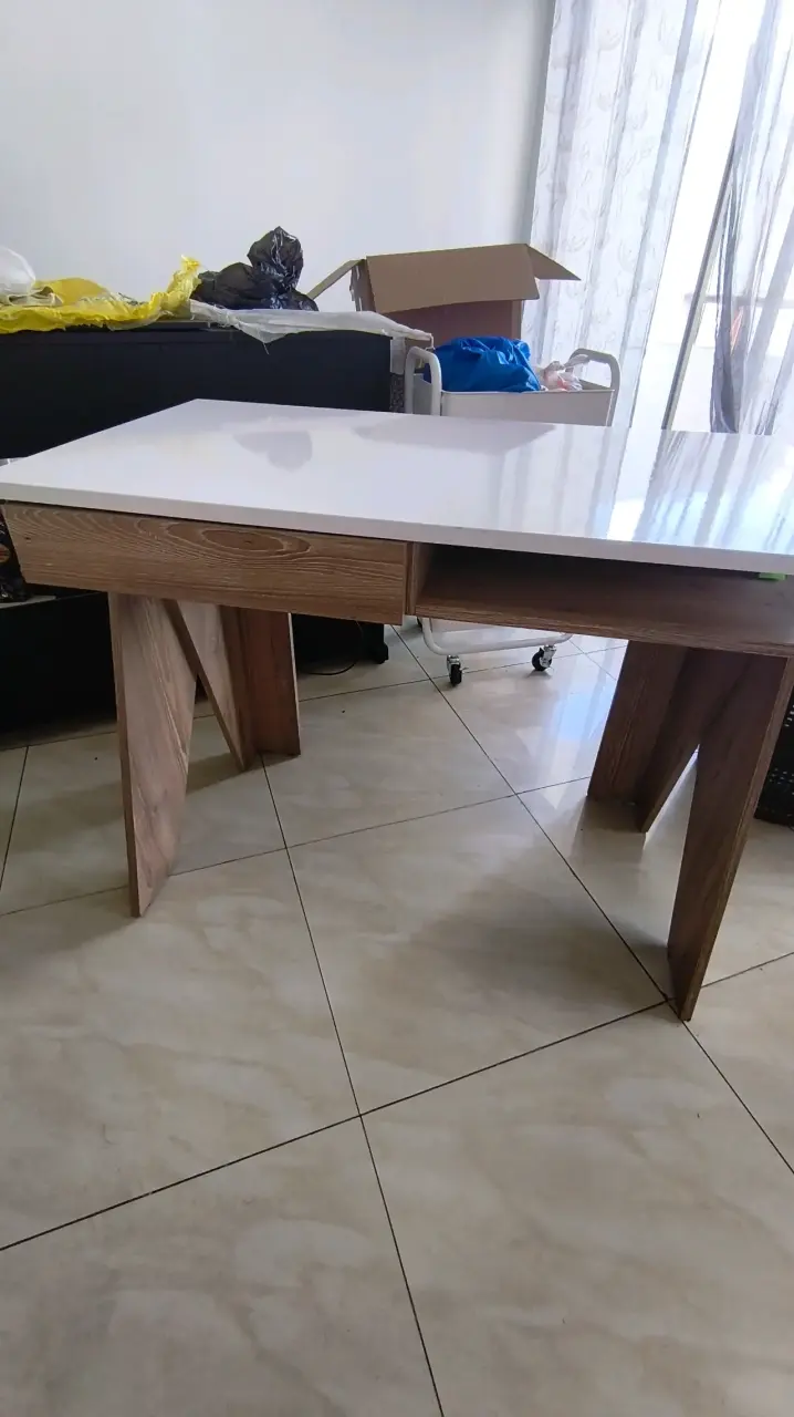 Escritorio madera y melamina blanca - 2
