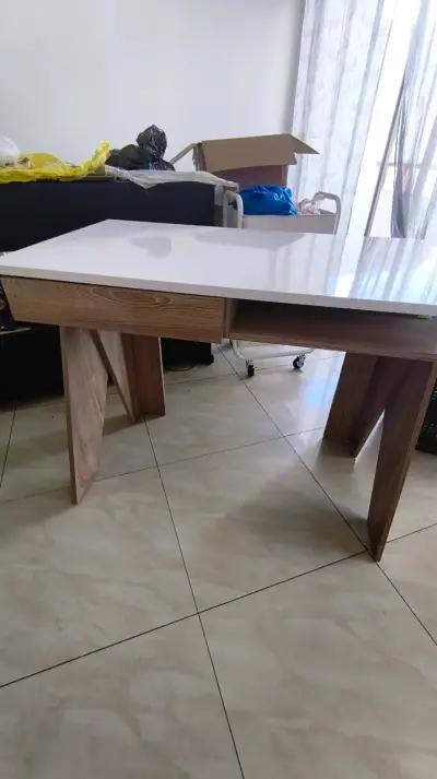 Escritorio madera y melamina blanca - miniatura 2