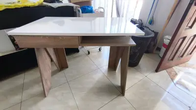 Escritorio madera y melamina blanca - miniatura 3