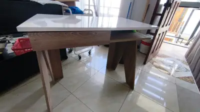 Escritorio madera y melamina blanca - miniatura 6