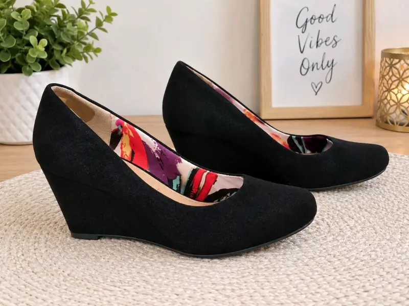 Zapatos de tacón negro con cuña