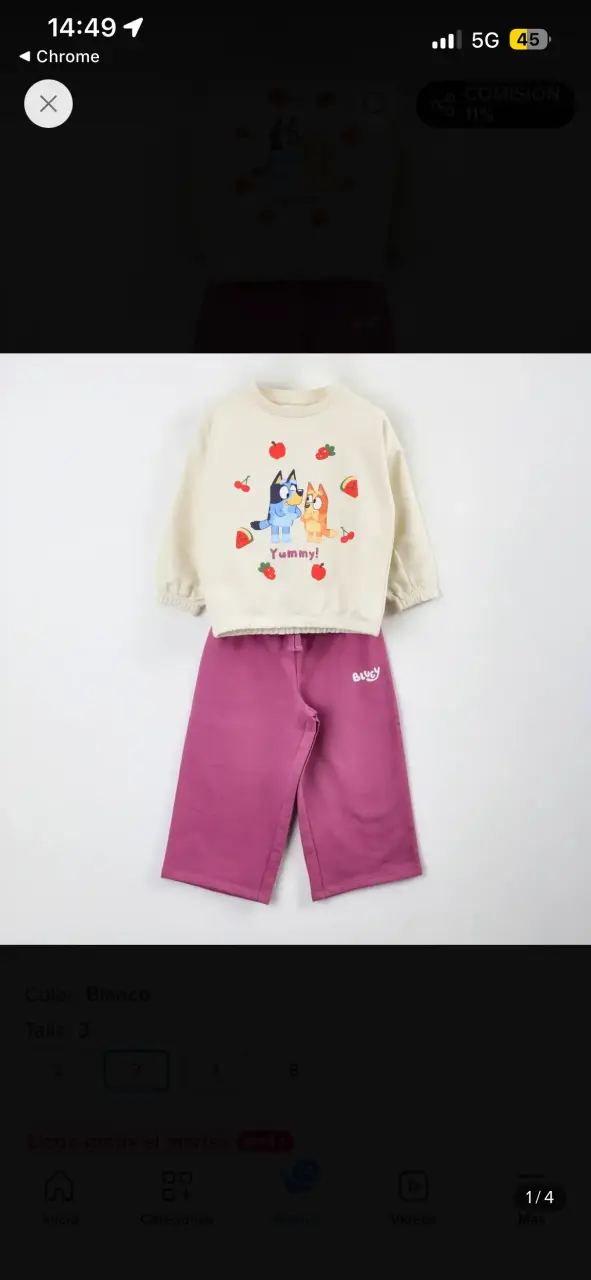 Conjunto infantil Bluey con diseño de frutas