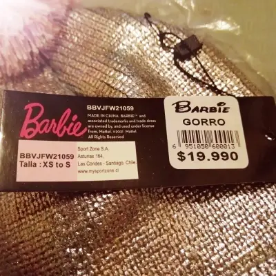 Gorro Barbie plateado con pompón rosa - miniatura 2